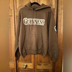 Guinness Women’s Brown Sz L Cotton Blend Oversized Hoodie W/ Distressed Details
